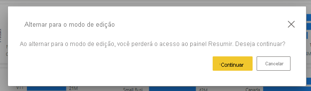 Captura de ecrã de Mudar para o modo de Edição a partir do modo de Criação Rápida.