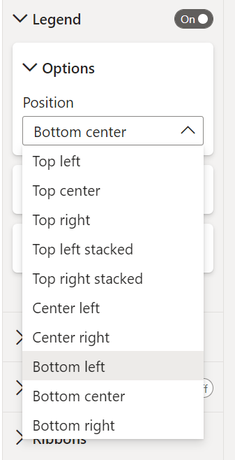 Captura de ecrã das novas opções de localização da legenda.