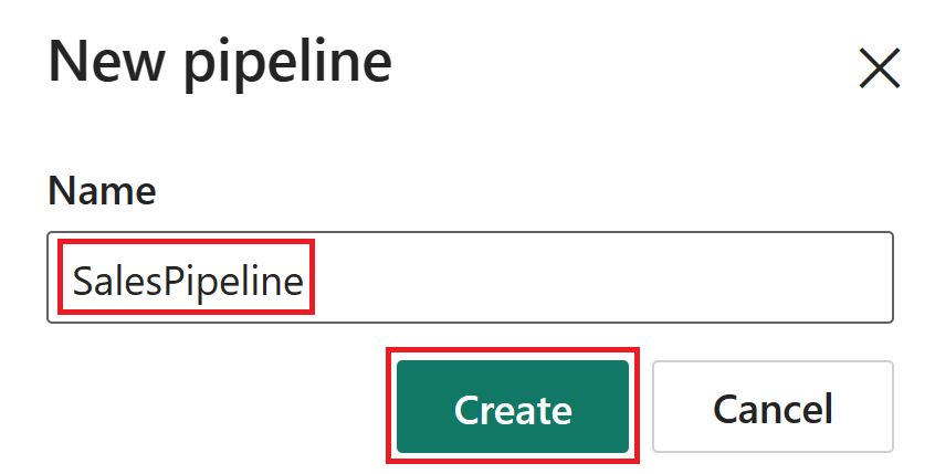 Captura de tela da opção de menu de nome do pipeline.