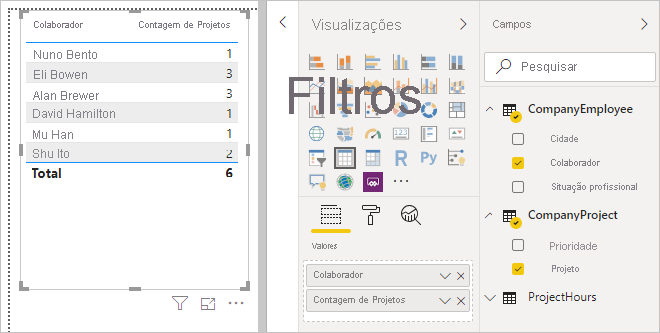 Captura de ecrã da direção de filtragem cruzada definida como Ambos.