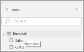 Captura de ecrã da dica de ferramenta original para uma tabela no Power BI Desktop.