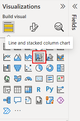 Ícone para Gráfico de linhas e colunas empilhadas.