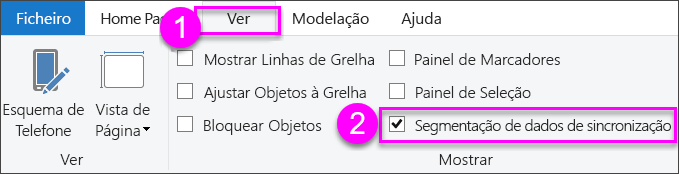 Captura de ecrã da seleção de segmentações de dados de sincronização no Power BI Desktop.