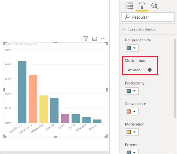 Screenshot showing Chart with new colors applied to some columns.