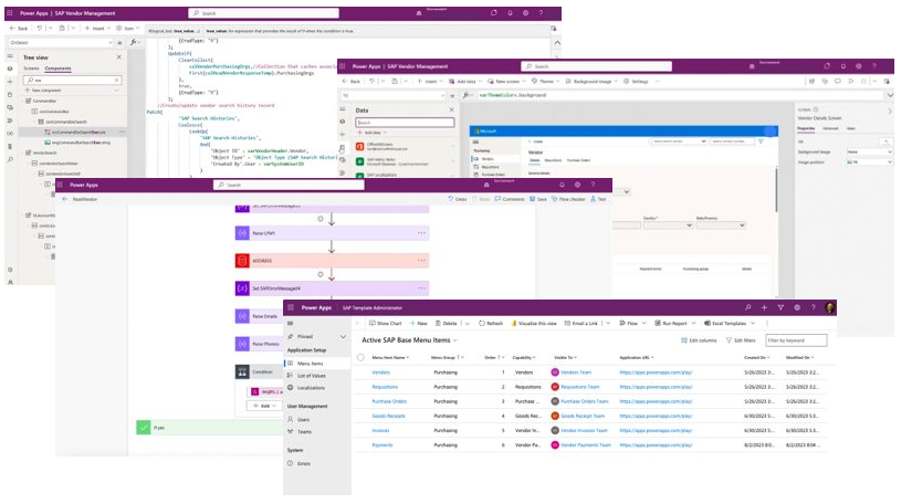 Captura de ecrã da aplicação Fornecedor de aprovisionamento SAP da Microsoft para Power Platform.