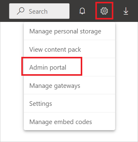 Imagem do menu de configurações aberto, com o portal de administração enfatizado.