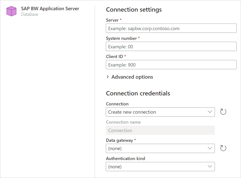 Login online do SAP BW Application Server.