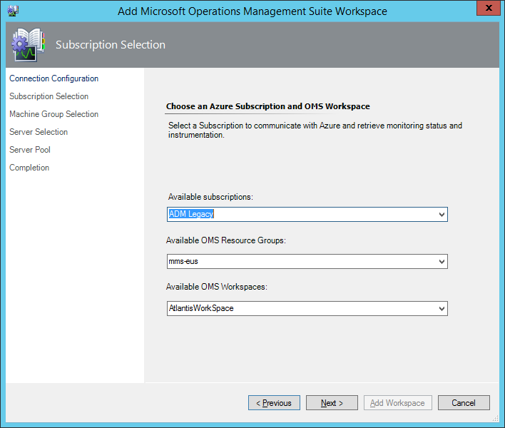 A Área de Trabalho de Configuração do Operations Manager