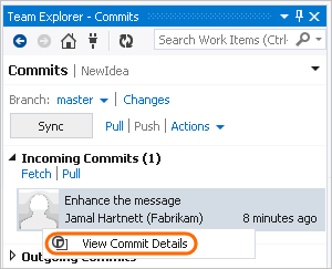 Choose View Commit Details