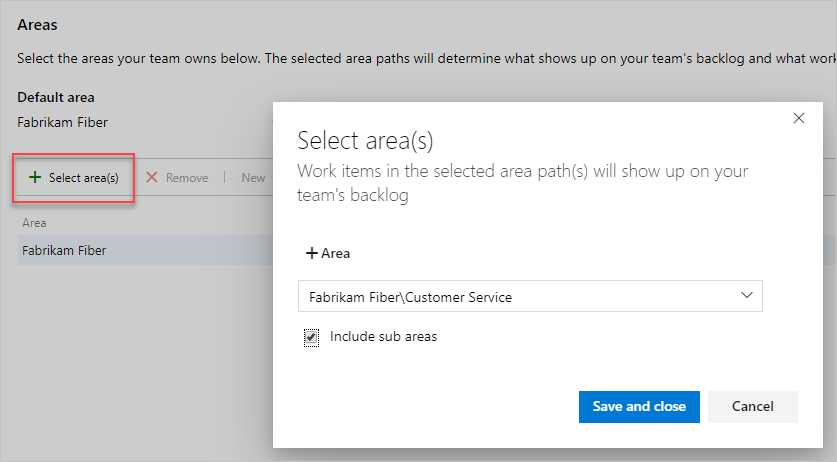 Work, Iterations page for team, on-premises versions