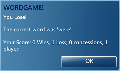 Captura de tela de exemplo do WordGame