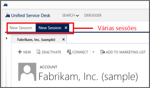 Várias sessões no Unified Service Desk