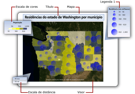 Partes de um item de relatório de mapa