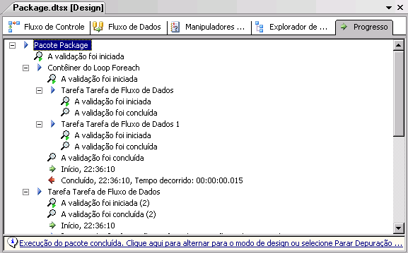 Guia Progresso do Designer SSIS