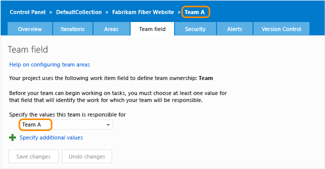 Configure team field for each team