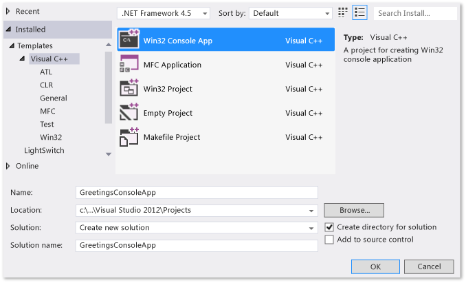 Modelo de aplicativo do Console Win32