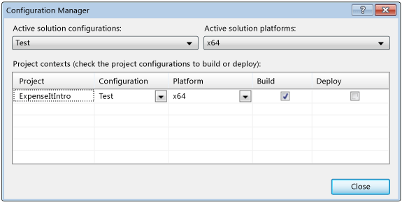 Configuration Manager com configuração de teste