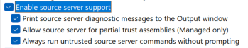 Enable source server options