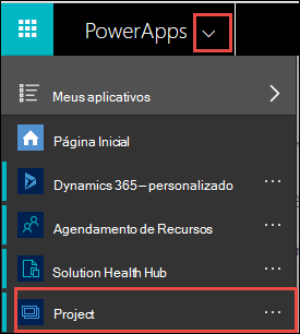 PowerApps item de menu