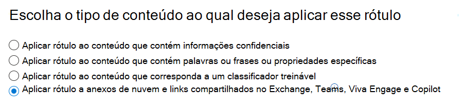 Opção de anexos na nuvem atualizada para aplicar automaticamente a etiqueta de retenção para incluir interações para o Copilot.