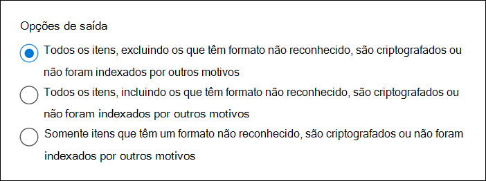 Exportar opções de saída.