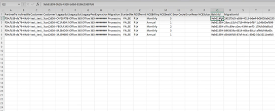 Uploaded migrations CSV output file example