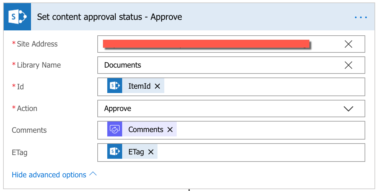 Status de aprovação de conteúdo Aprovar