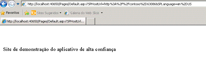 Amostra do aplicativo recuperando o título da Web