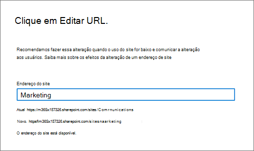 Alterar o endereço de um site