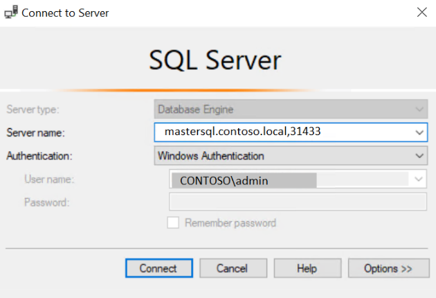 Conectar-se à caixa de diálogo do SQL Server no SSMS