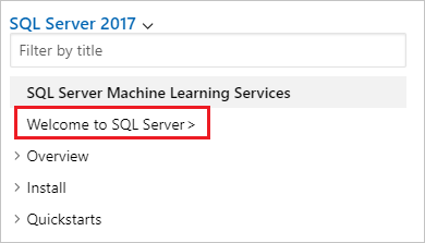 Captura de tela mostrando a opção de navegar de volta para o sumário do SQL Docs.