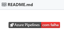 Uma captura de tela do selo de compilação do Azure Pipelines no GitHub indicando uma falha.