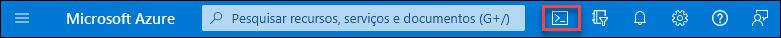 Captura de ecrã a mostrar o ícone do Azure Cloud Shell no portal do Azure.