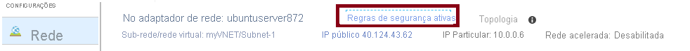 Captura de ecrã da página Rede no portal do Azure a mostrar a ligação Regras de segurança eficazes realçada.