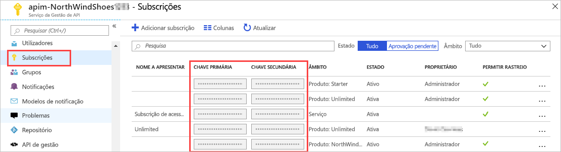 Imagem mostrando a tela Assinaturas.