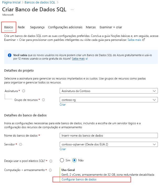 Configurando uma hiperescala do Banco de Dados SQL do Azure