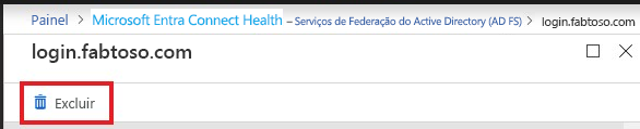 Screenshot of Microsoft Entra Connect Health delete service. Remove unwanted services.