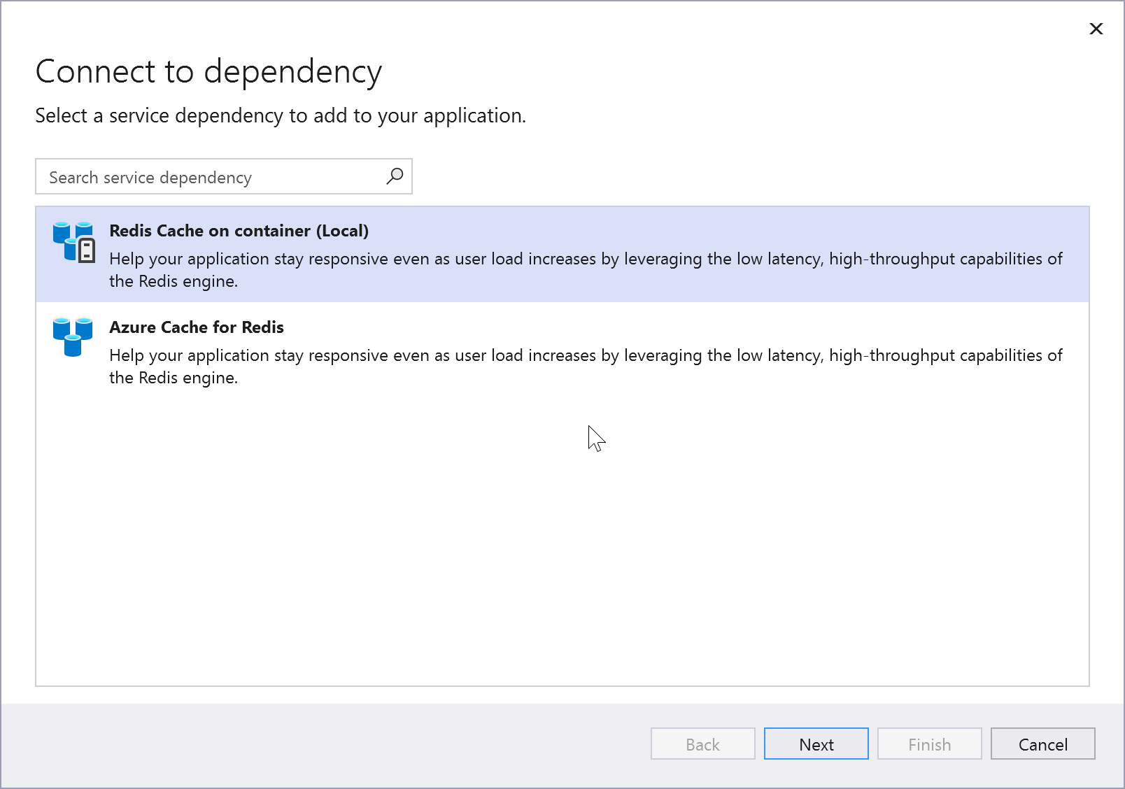 Captura de tela mostrando as opções do Cache Redis do Azure