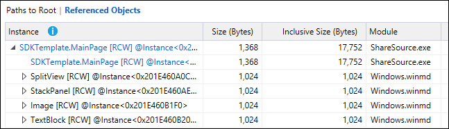 Referenced Objects tree for instances