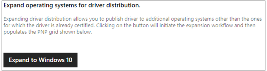 Captura de tela do botão de expansão para um driver do Windows 8.1.