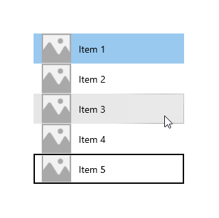 Exibição de lista com itens em diferentes estados