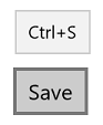 Captura de tela de um botão Salvar com uma dica de ferramenta acima dele que indica suporte para o acelerador Ctrl+S.