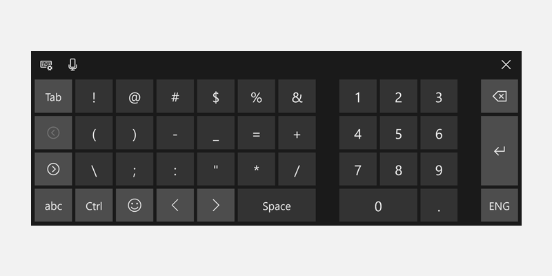 Teclado de toque do Windows para números