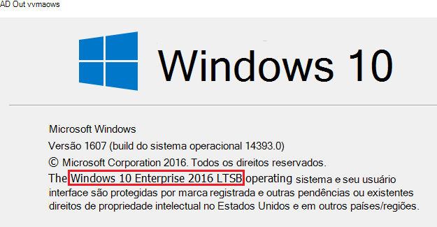 captura de ecrã do texto a apresentar Acerca do Windows.