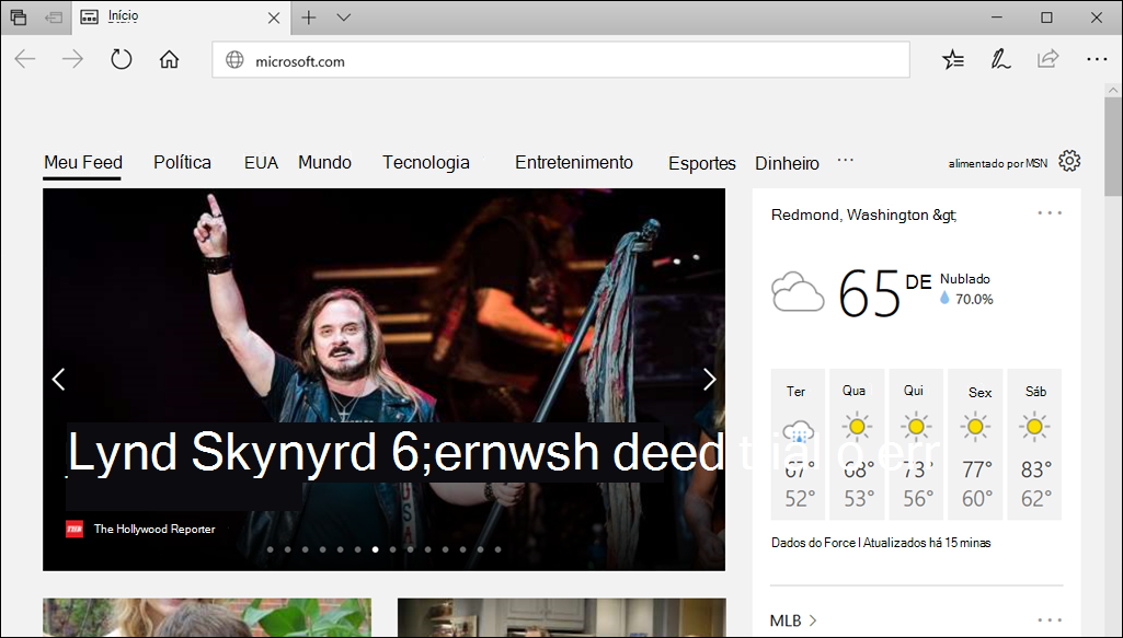 Site fidedigno em execução no Microsoft Edge.