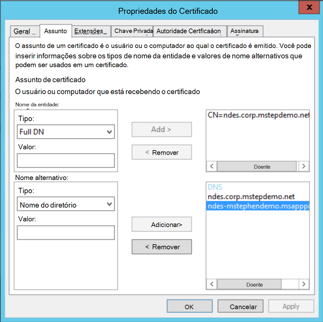 Exemplo do Separador Assunto das Propriedades do Certificado – isto é o que mostra quando clica na ligação acima.