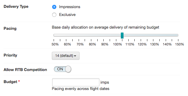 Screenshot that shows how to set up the number of impressions you want to allocate to the line item.