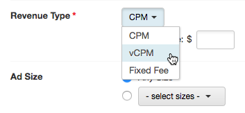 Screenshot that shows how to set up the revenue type for the line item.