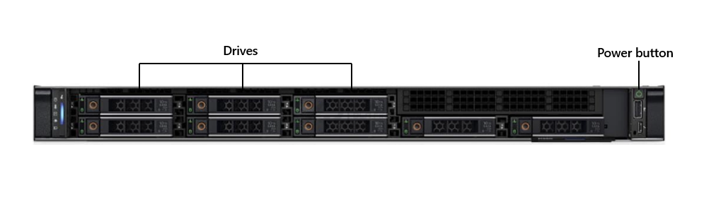 Изображение передней панели Dell PowerEdge R350.