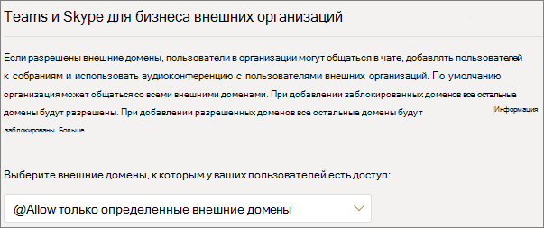 Снимок экрана: параметры внешних доменов